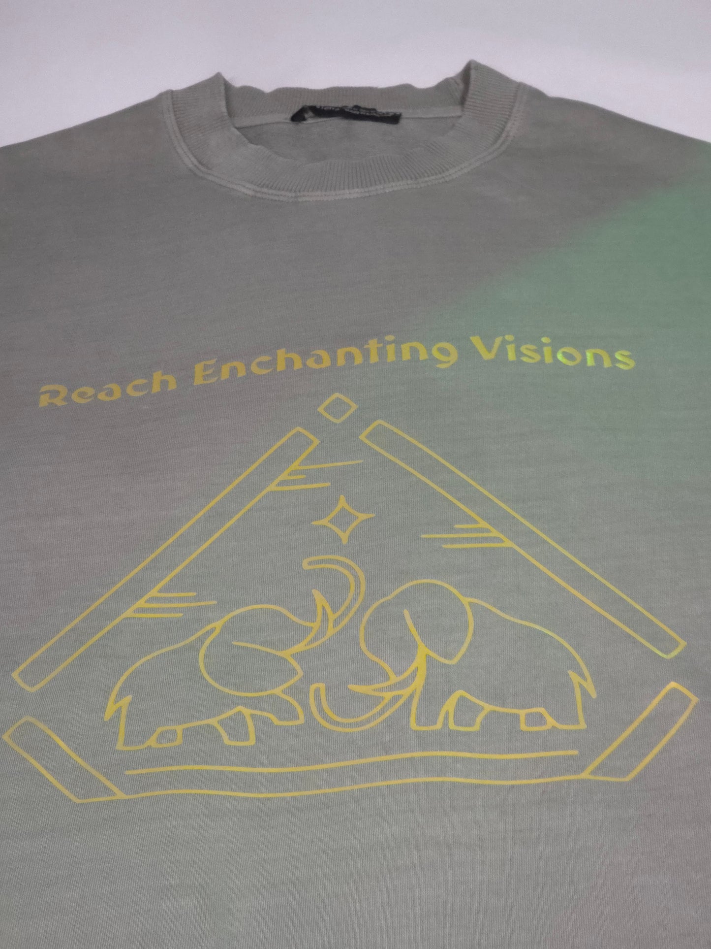 10 OZ  "DREAM" Gray Oversized Garment Dye French Terry Distressed T-Shirt