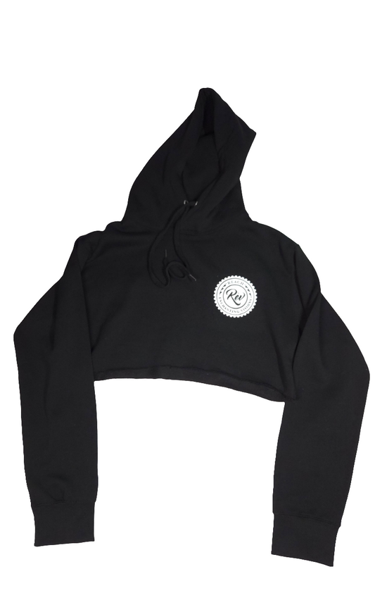 "DREAM" Black Fleece Crop Top Hoodie